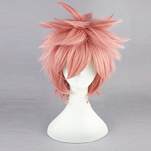 Wig for Anime Fairy Tail Natsu Dragneel Wig Short Wig Unisex Costume Cosplay Wig Pink Hollween Christmas Party +Free Wig Cap von XINYIYI