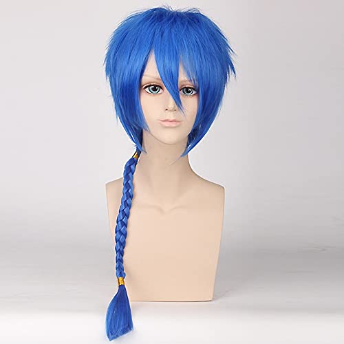 Wig for Anime Vocaloid Kaito Blue Long Straight Braid Synthetic Hair Cosplay Wigs For Halloween Party Role Play Carnival Pl-032 von XINYIYI