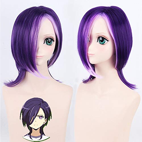 Wig for Hataraku Maou Sama! Lucifer Short Curly Purple Cosplay Wig For Anime Party 45Cm Synthetic Hair Fake Hair Wig For Man Purple von XINYIYI