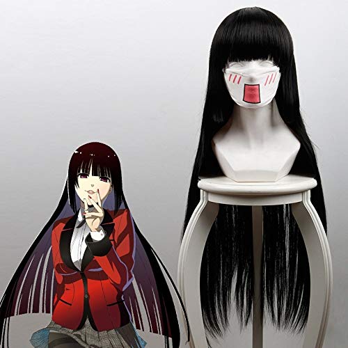Wig for Kakegurui Jabami Yumeko Cosplay Wig 80Cm Long Straight Heat Resistant Synthetic Hair Wig For Women Anime Wig Black von XINYIYI