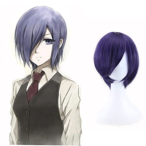 Wig for Kirishima Touka For Women And Man Unisex Cosplay Wigs 35Cm Short Straight Blue Anime Synthetic Hair Wig For Party von XINYIYI