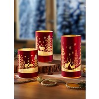 Windlicht, 3er-Set, aus Glas, Rot