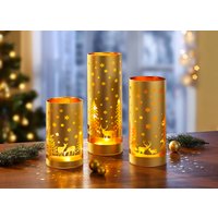 Windlicht 3er-Set aus Glas, Gold