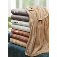 Wohndecke mit 3D-Hahnentritt-Dessin, Creme