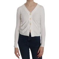 BYBLOS Damen Weißer V-Ausschnitt Langarm Verkürzter Cardigan