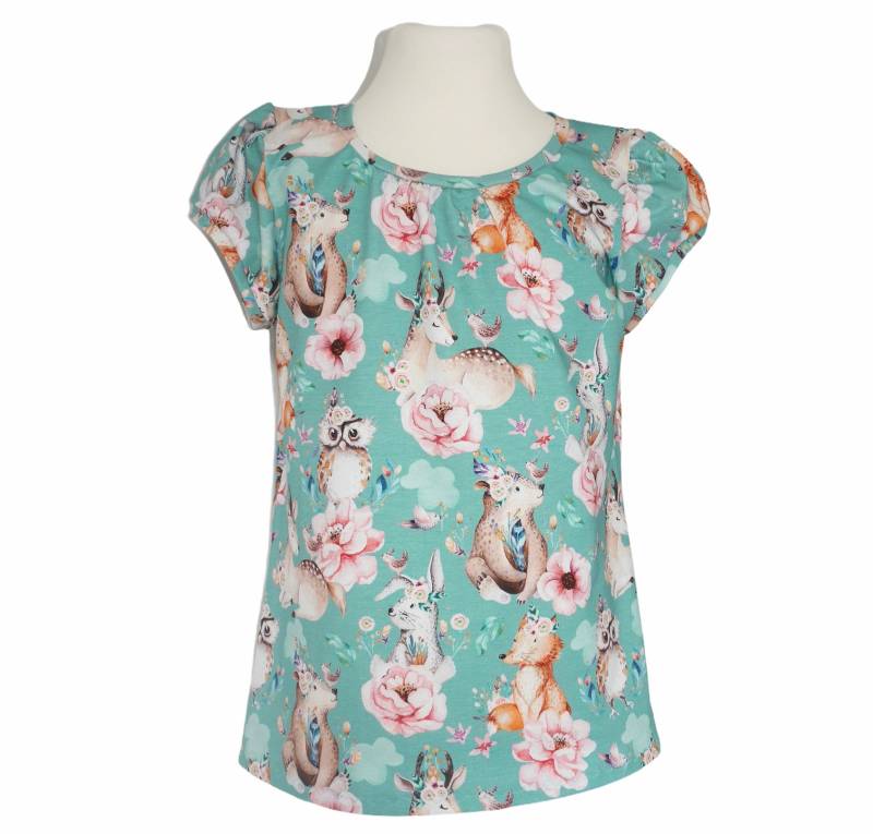 Boho Tiere Shirt Gr. 74 - 134 in Wunschgröße Aus Jersey Mint von kleineStoffeule