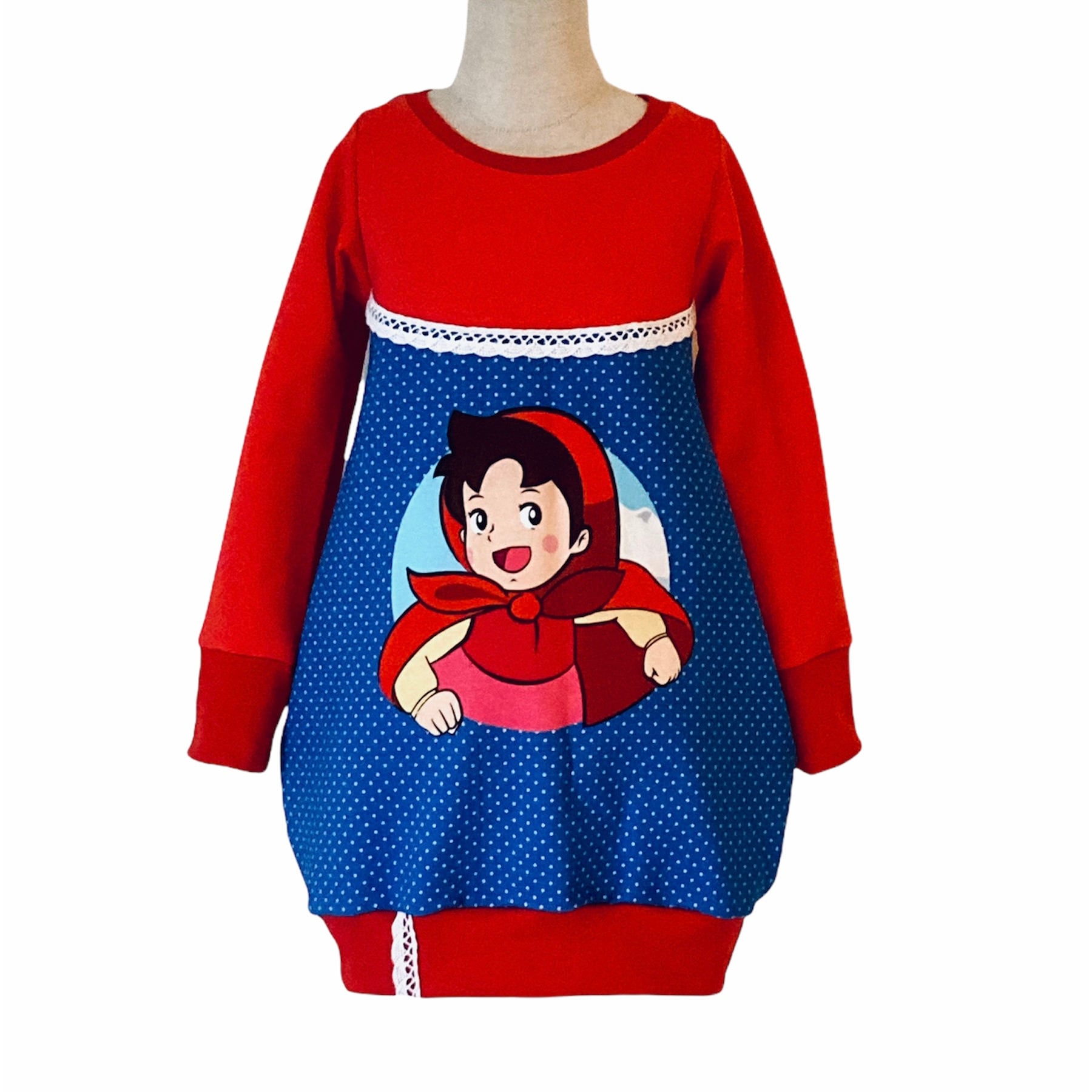 Heidi Kleid Bis Gr. 128 Aus Sweat Ballonkleid Rot Blau von kleineStoffeule