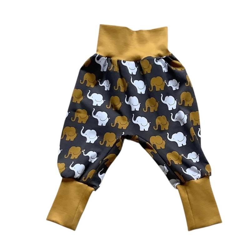 Pumphose Elefanten Grau in Wunschgröße Bis Gr. 104 Babyhose Set Senfgelb von kleineStoffeule