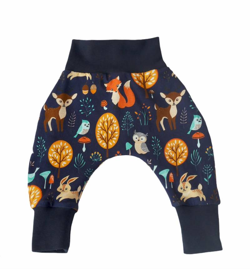 Pumphose Waldtiere Blau in Wunschgröße Bis Gr. 92 Babyhose Set von kleineStoffeule