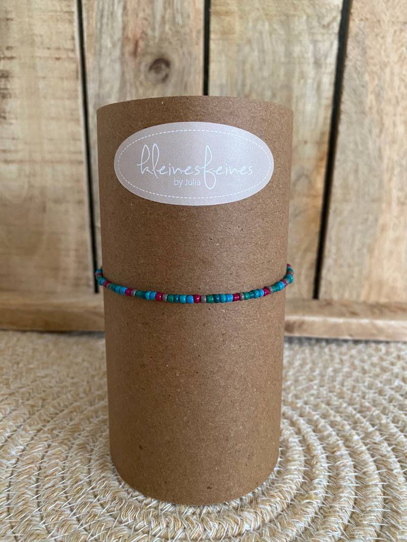 Filigranes Fußkettchen Fußband Fußkette Fußschmuck Perlen Bunt Grün Blau Rot Grau Zart Fein Schlicht Minimalistisch Sommer Geschenk Boho von kleinesfeinesBayern