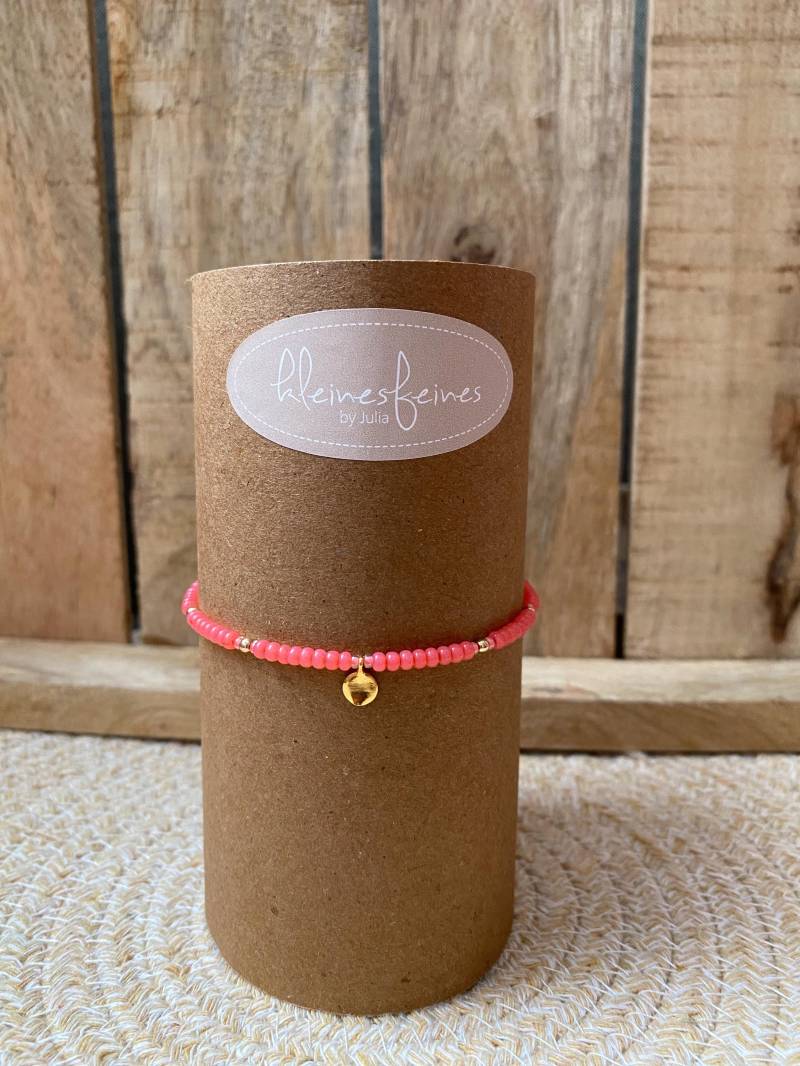 Filigranes Fußkettchen Fußband Fußkette Fußschmuck Perlen Coin Plättchen Salmon Pink Zart Fein Geschenk Frauen Boho von kleinesfeinesBayern