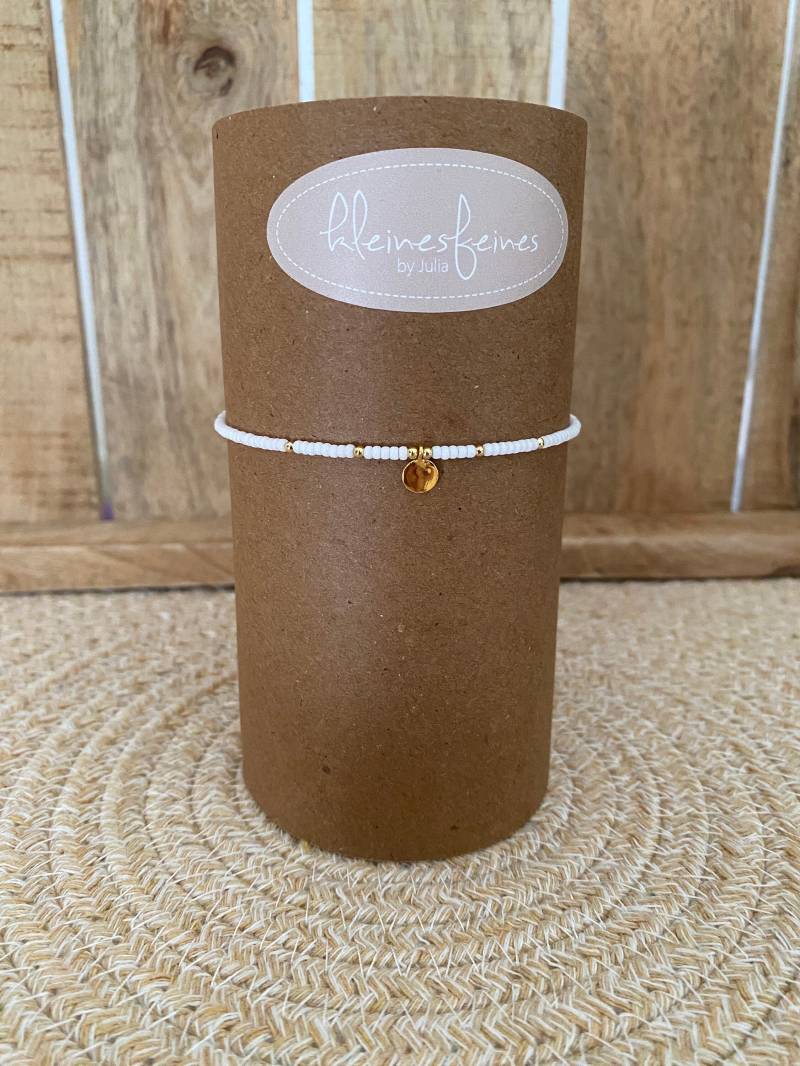 Filigranes Fußkettchen Fußband Fußkette Fußschmuck Perlen Coin Plättchen Weiß Gold Zart Fein Minimalistisch Sommer Geschenk Frauen Boho von kleinesfeinesBayern