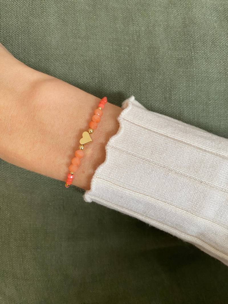 Filigranes Perlenarmband Armband Freundschaftsarmband Perlen Glasschliffperlen Bunt Gold Herz Zart Fein Muttertag Valentinstag Geburtstag von kleinesfeinesBayern