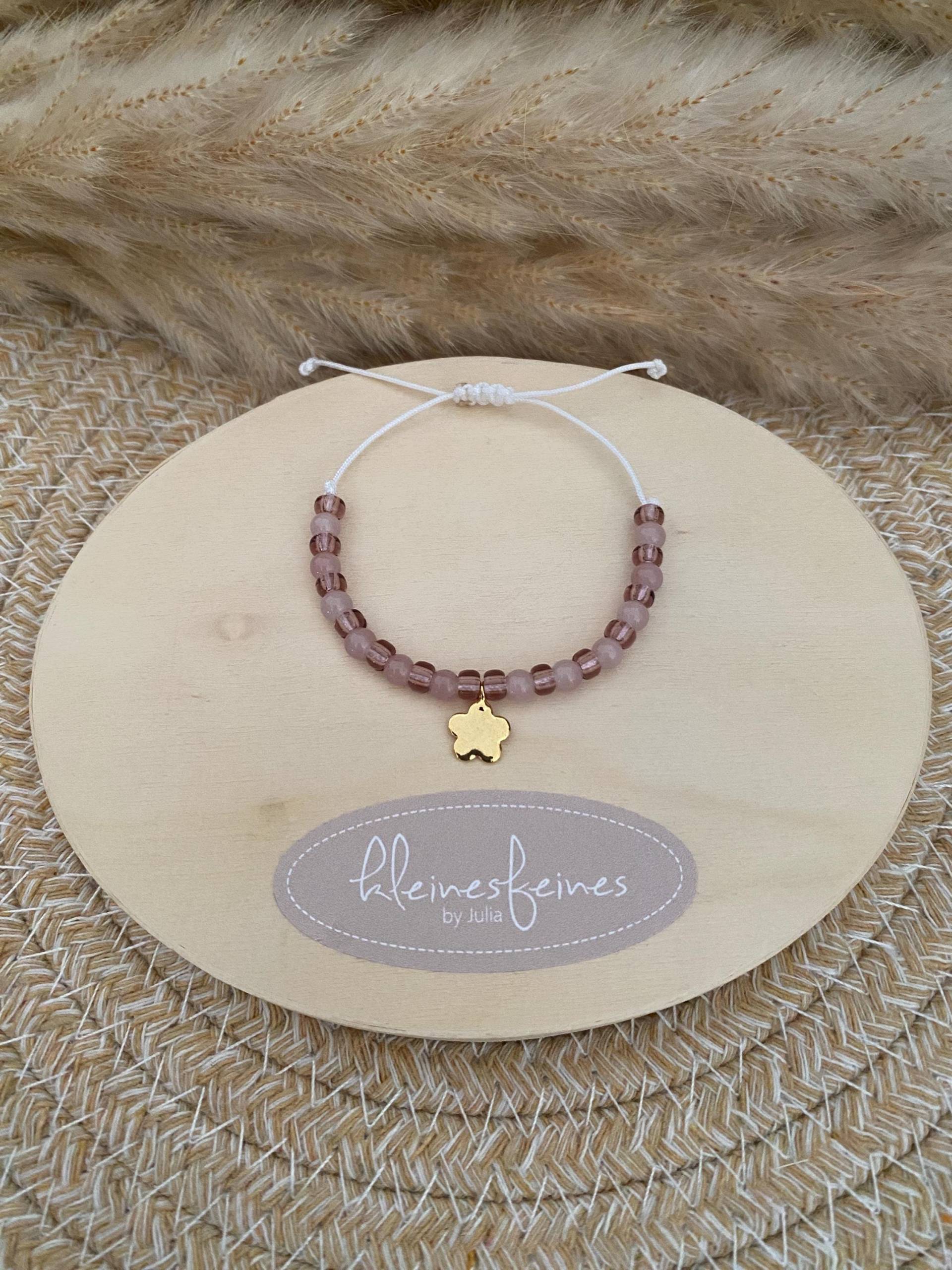 Süßes Kinderarmband Perlenarmband Lila Gold Blume Geschenk Geburtstag Verstellbar Kinder von kleinesfeinesBayern