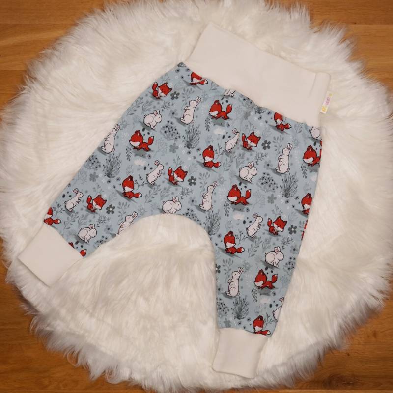 Fuchs Und Hasen Blau Mitwachsende Pumphose Für Babys Kleinkinder von kleinhorn