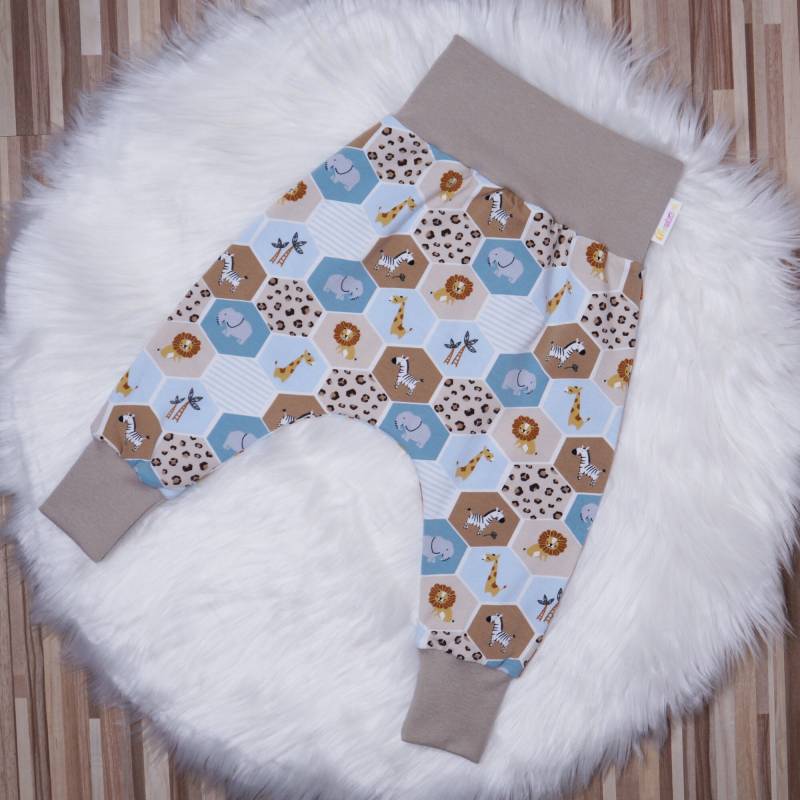 Modernes Wabenmuster Mit Tieren Blau Mitwachsende Pumphose Für Babys Und Kleinkinder von kleinhorn