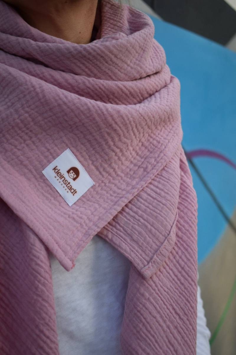 Musselinschal Damen Mauve | Crinkle-Look Handmade Schal Aus Bio Musselin - Dein Neuer Alltagsheld von kleinstadtmadchen