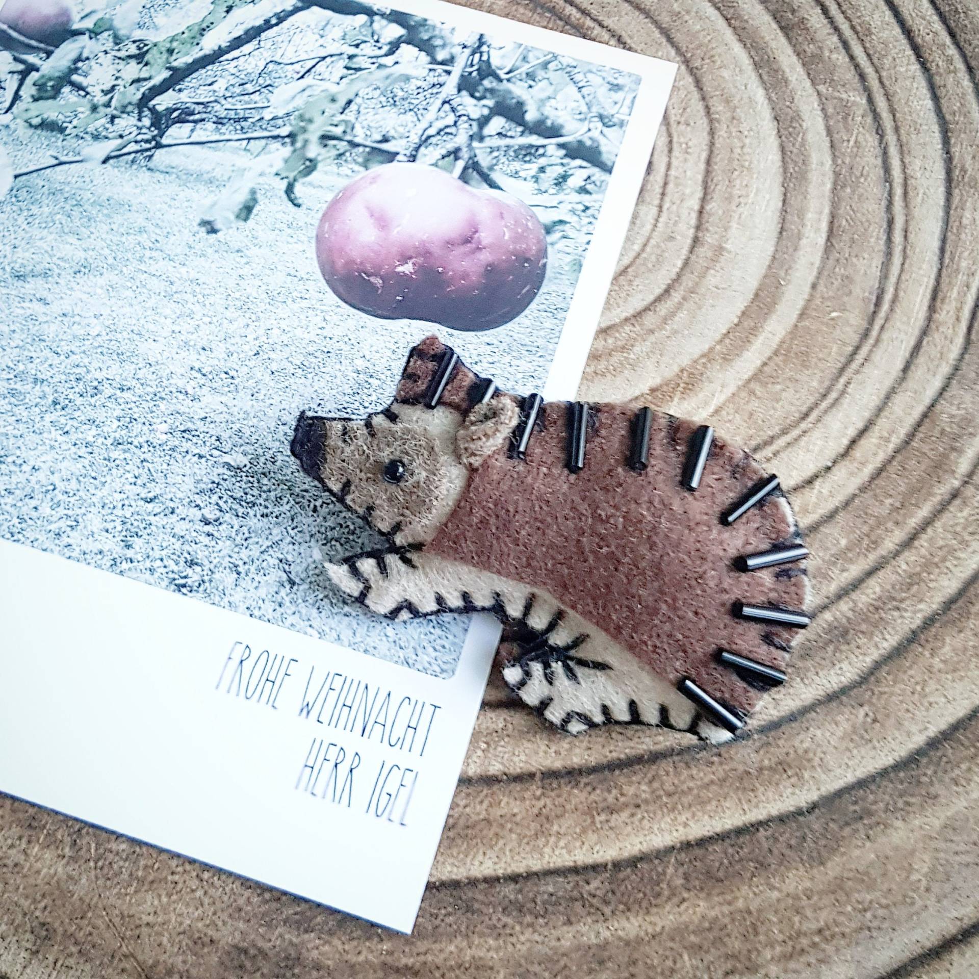 Igel Brosche, Filz, Glücksbringer, Kleinigkeit, Geschenk, Herbst, Geburtstag, Grußkarte, Lustig, Cool, Natur, Süß, Tiere, Wald von kleinstleben