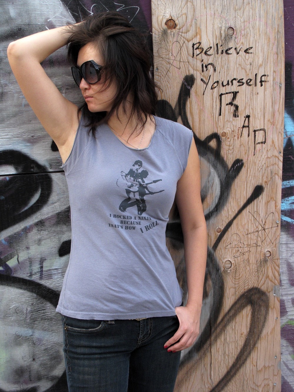 Sale - Screme "Sam T-Shirt Damen Silkcreen T-Shirt, Punk-T-Shirt, Rock-T-Shirt, Raglan-T-Shirt, Ninja-T-Shirt von kleno