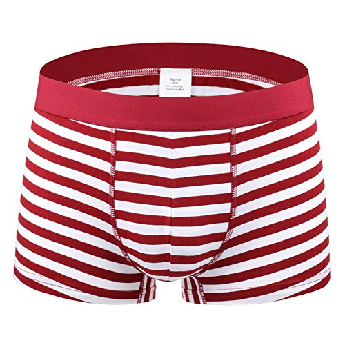 Herren Boxer Gestreifte Boxer Herren Unterwäsche Baumwolle Unterhose Taillengürtel Boxershorts Plus Size Männliches Höschen Fett (3Er Pack) Stely A-Red_0125_L_L von kliy