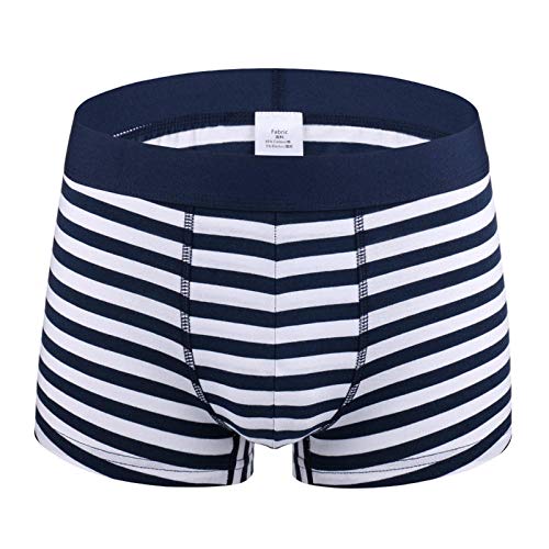 Herren-Boxershorts Gestreifte Boxer Herren Unterwäsche Baumwolle Unterhose Taillengürtel Boxershorts Plus Size Männliches Höschen Fett (3Er Pack) Stely A-Blue__0125_La_M von kliy