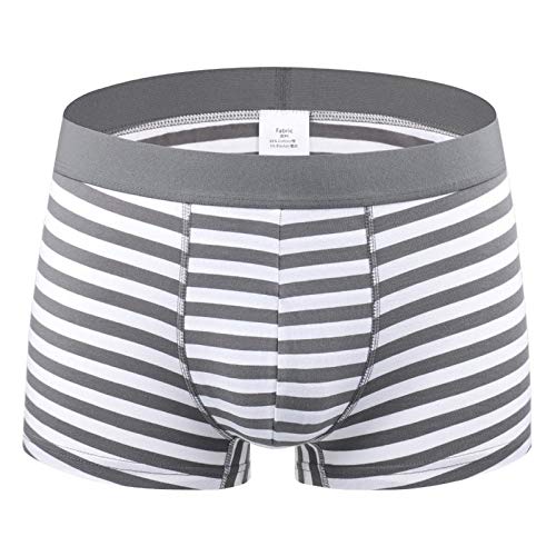 Herren-Boxershorts Gestreifte Boxer Herren Unterwäsche Baumwolle Unterhose Taillengürtel Boxershorts Plus Size Männliches Höschen Fett (3Er Pack) Stely A-Grey_0125_L_M von kliy