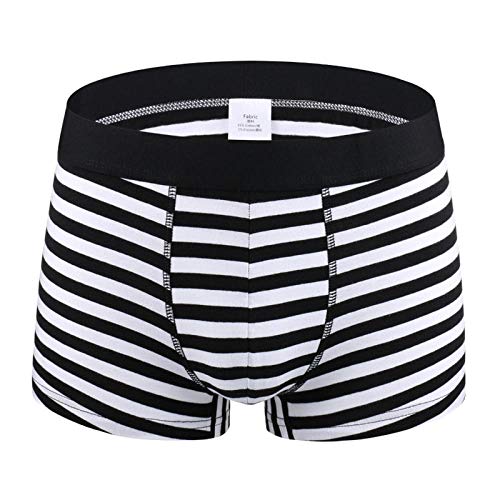 Männliche Unterwäsche Trunks Gestreifte Boxer Herren Unterwäsche Baumwolle Unterhose Taillengürtel Boxershorts Plus Size Männliches Höschen Fett (3Er Pack) Stely A-Black_0125_L_M von kliy