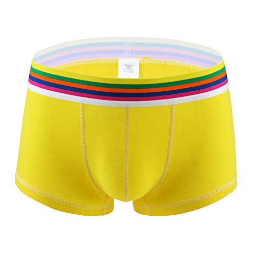 Sportunterhosen Für Herren Herren Große Unterwäsche Baumwolle Boxer Männliche Unterhose Solid Plus Size Boxershorts (3Er Pack) -Gelb_0609_L von kliy