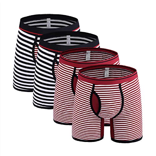 kliy Herren Unterwäsche-Slips Gestreifte Unterwäsche Unterhose Herren Boxershorts Baumwollhöschen Fett (4Er Pack) Stely D-4Pcs_0710_Mix_A25_M von kliy
