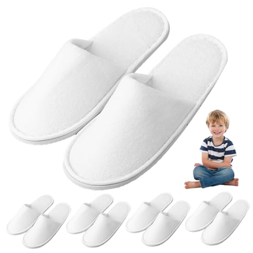 klxgMM 5 Paar Einwegpantoffeln für Kinder, Atmungsaktive rutschfeste Zimmer Hausschuhe für Hotels, Reisen & Zuhause, Handtuch für Kinder im Alter von 4-8 Einweg von klxgMM