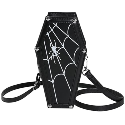 klxgMM Halloween-Geldbörse für Damen, Sarg-Geldbörse, wasserdicht, PU-Leder, Gothic-Spinnennetz-Muster, Sarg-Tasche, Gothic-Crossbody-Tasche mit verstellbarem Schultergurt für Halloween, Cosplay klxgMM Halloween-Geldbörse für Damen, Sarg-Geldbörse, wasserdicht, PU-Leder, Gothic-Spinnennetz-Muster, Sarg-Tasche, Gothic-Crossbody-Tasche mit verstellbarem Schultergurt für Halloween, Cosplay von klxgMM