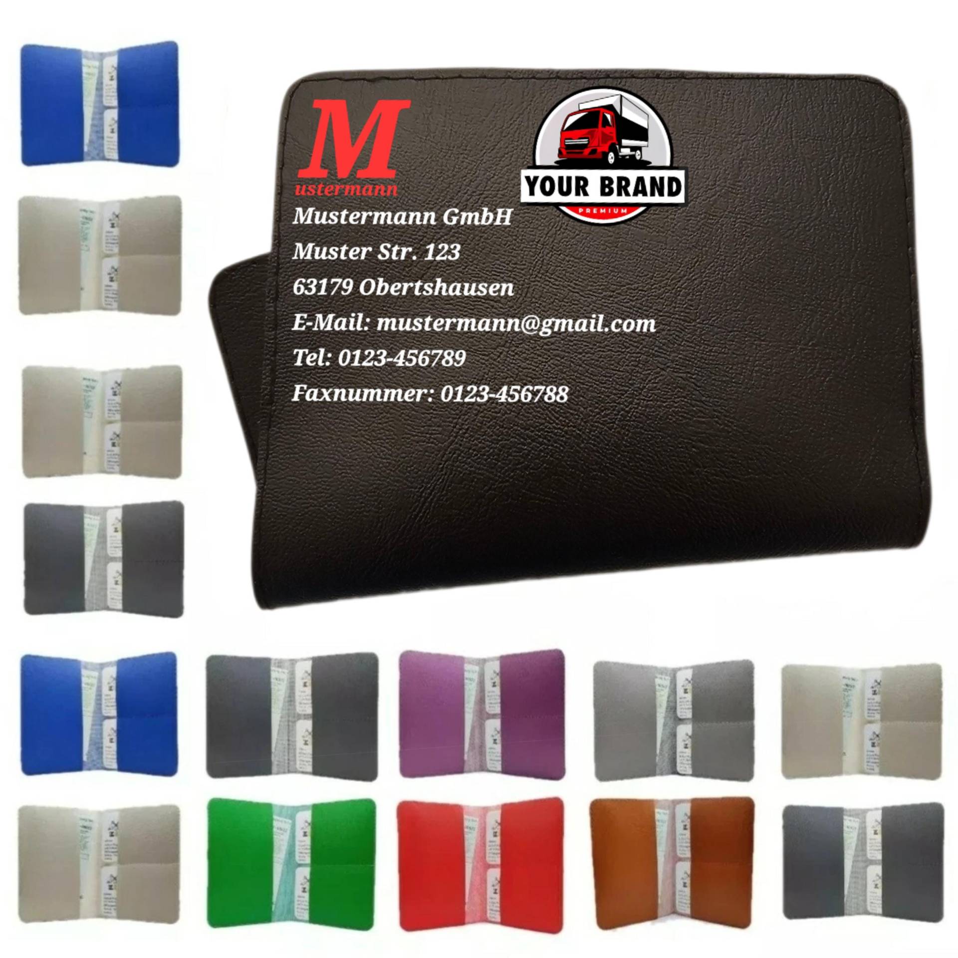 Leder Kfz Schein Schutzhülle Mappe Etui Fahrzeugschein Hülle Ausweis Karten Hohe Qualität Made in Deutschland Mit Wunsch Logo von km2019