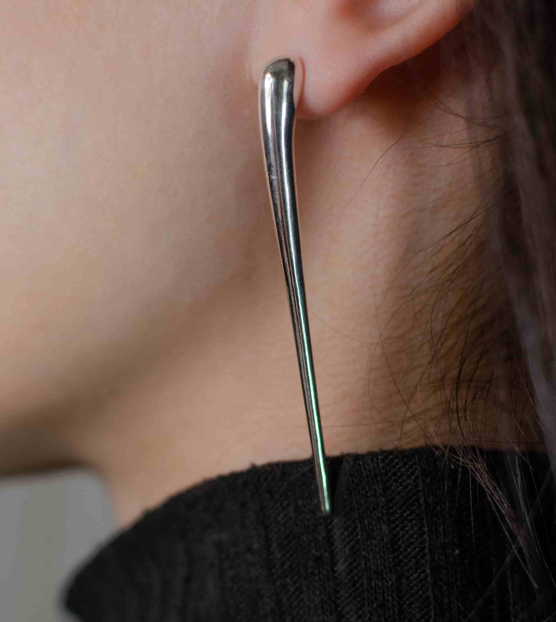 "Elegante Lange Stab-Ohrringe Handgefertigter Silber Damen Schmuck "Stab" von kmhandmadejewels