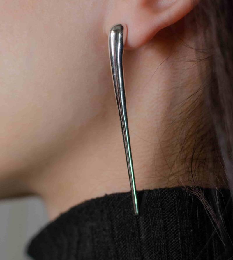 "Elegante Lange Stab-Ohrringe Handgefertigter Silber Damen Schmuck "Stab" von kmhandmadejewels