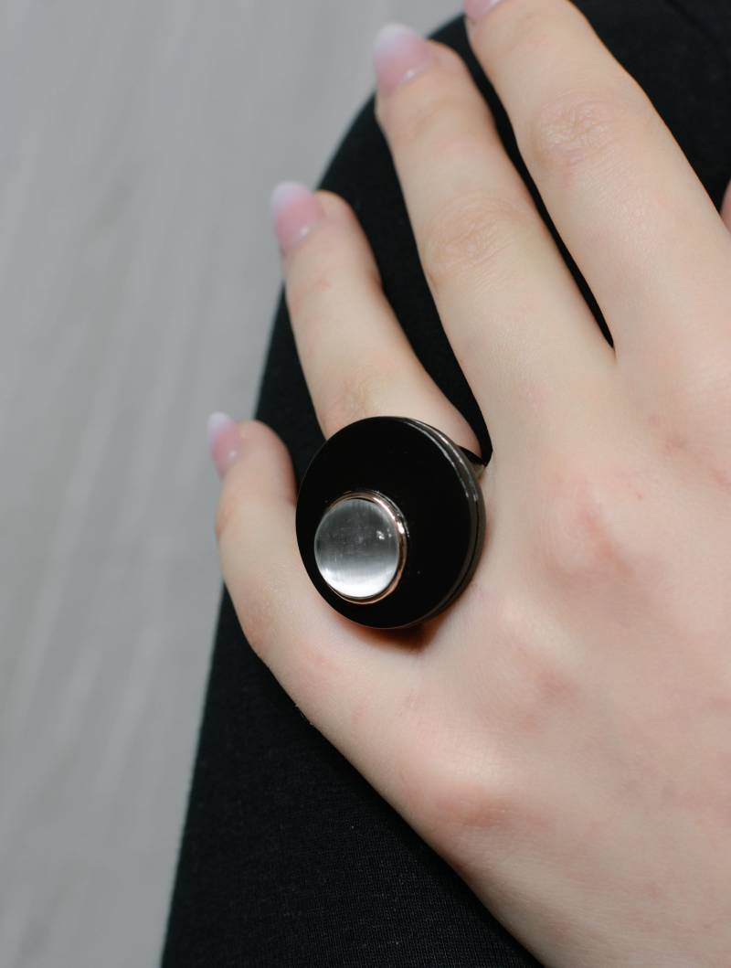 Personalisierter Selenitring | Großer Ring Runder "Selenit" von kmhandmadejewels