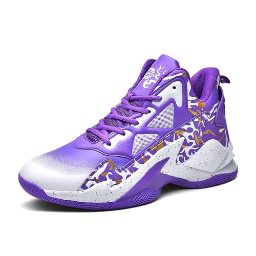 kniaiwx Basketballschuhe für Herren, atmungsaktiv, rutschfest, modisch, Graffiti, Trainingsschuhe, Outdoor-Schuhe, Violett, 41 EU von kniaiwx
