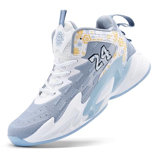 kniaiwx Herren-Basketballschuh, atmungsaktiv, rutschfest, für den Außenbereich, Weiß und Grau-1, 38.5 EU von kniaiwx