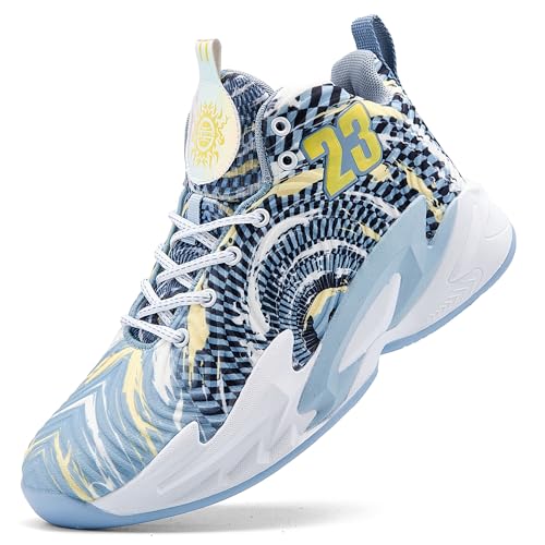 kniaiwx Herren-Basketballschuh, atmungsaktiv, rutschfest, für den Außenbereich, Weiß und Grau-2, 39.5 EU von kniaiwx