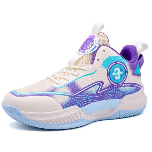 kniaiwx Herren Basketballschuhe Leicht Atmungsaktiv Rutschfest Outdoor Courts Training, Beige, 42 EU von kniaiwx