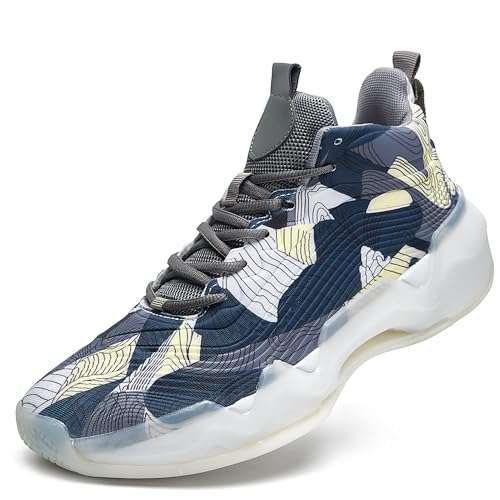 kniaiwx Herren Graffiti Basketballschuhe High-Top Sportschuhe rutschfeste Gummisohlen Indoor Outdoor Sport Laufen Training Streetwear, Dunkelblau, 41.5 EU von kniaiwx