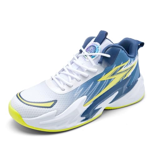 kniaiwx Herren Graffiti Basketballschuhe High-Top Sportschuhe rutschfeste Gummisohlen Indoor Outdoor Sport Laufen Training Streetwear, Weiß/Blau, 41 EU von kniaiwx