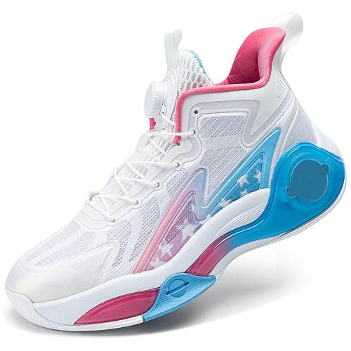 kniaiwx Herren Graffiti Basketballschuhe High-Top Sportschuhe rutschfeste Gummisohlen Indoor Outdoor Sport Laufen Training Streetwear, Weiß-1, 41 EU von kniaiwx