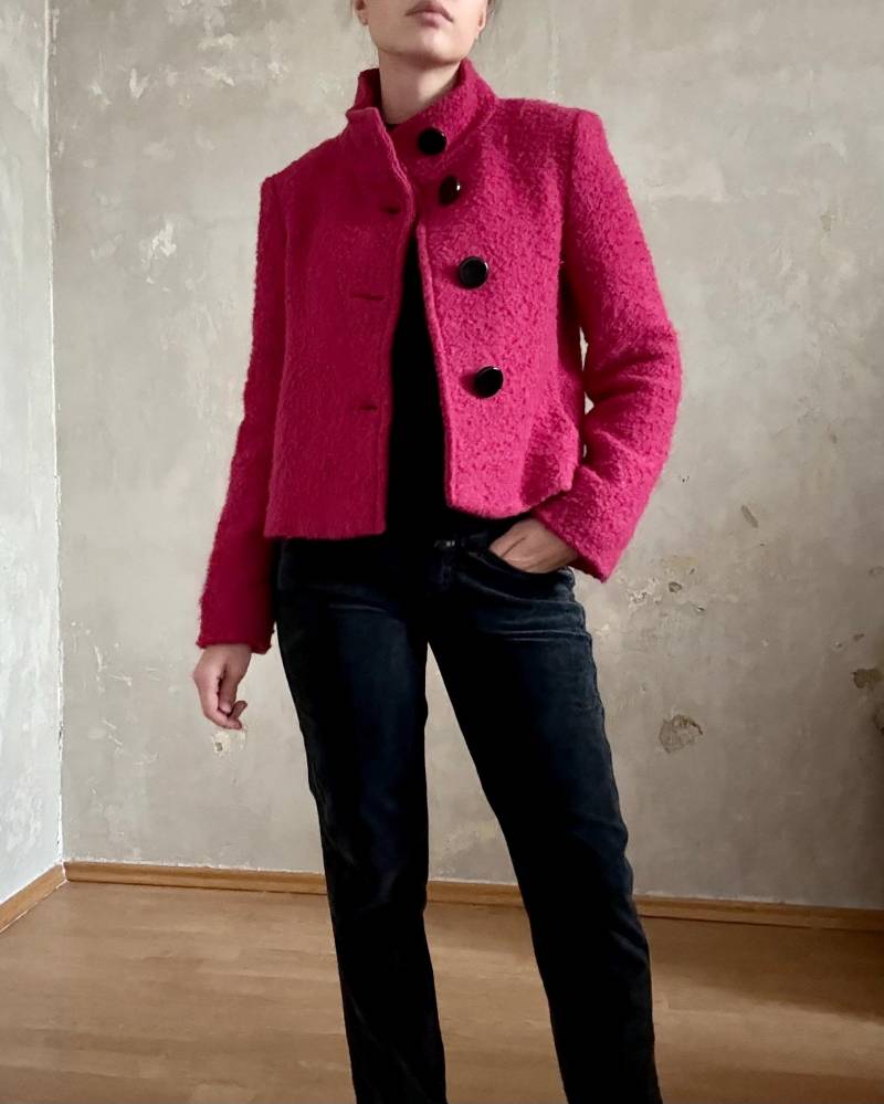 Vintage Marella Jacke Pinke Boucle-Jacke 60S Style Y2K Mod Fuchsia, Statement-Knöpfe von knightvntg
