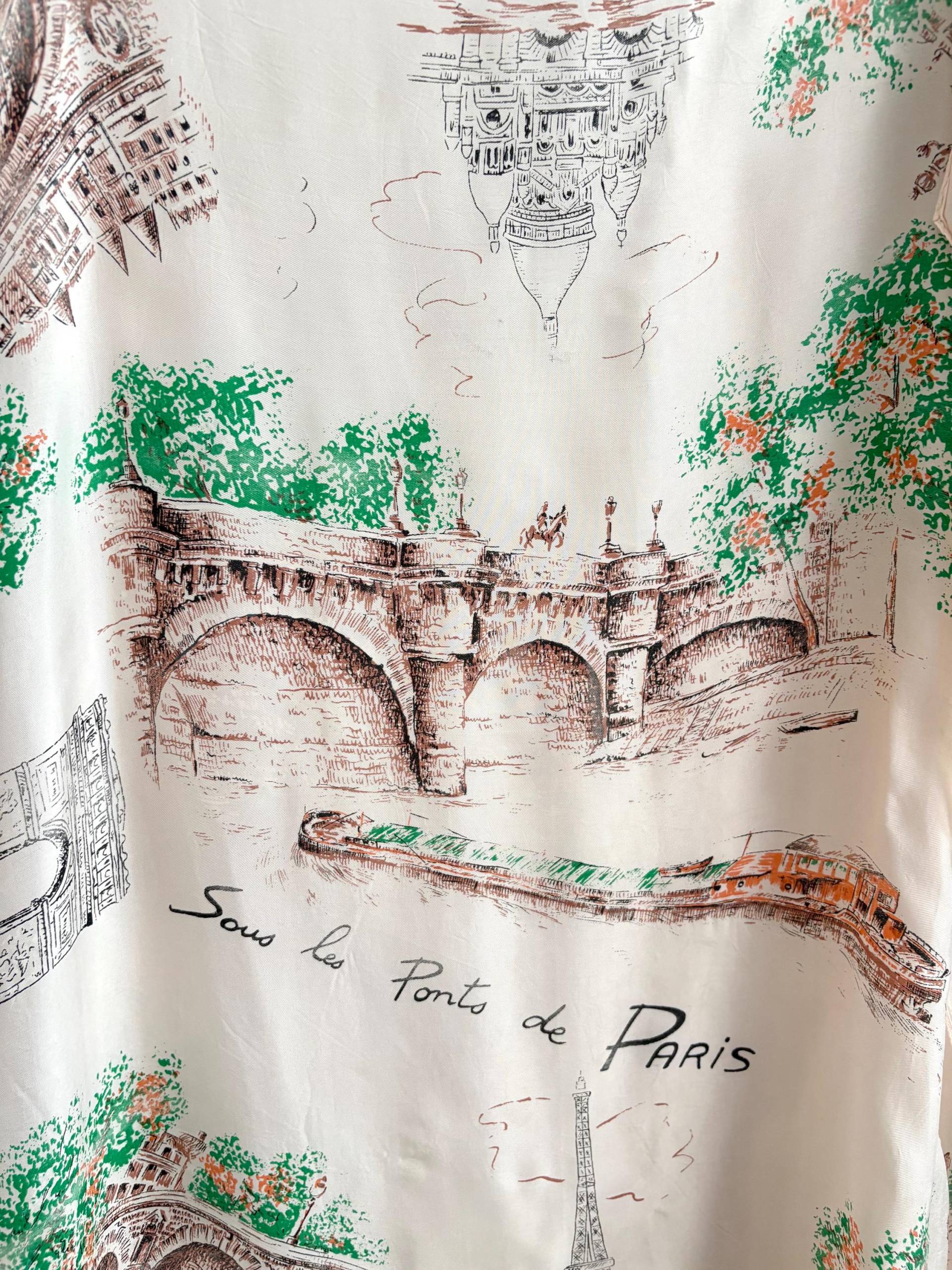 Vintage 70Er Jahre Rosa Sous Les Ponts De Paris Halstuch Krawatte von knightvntg