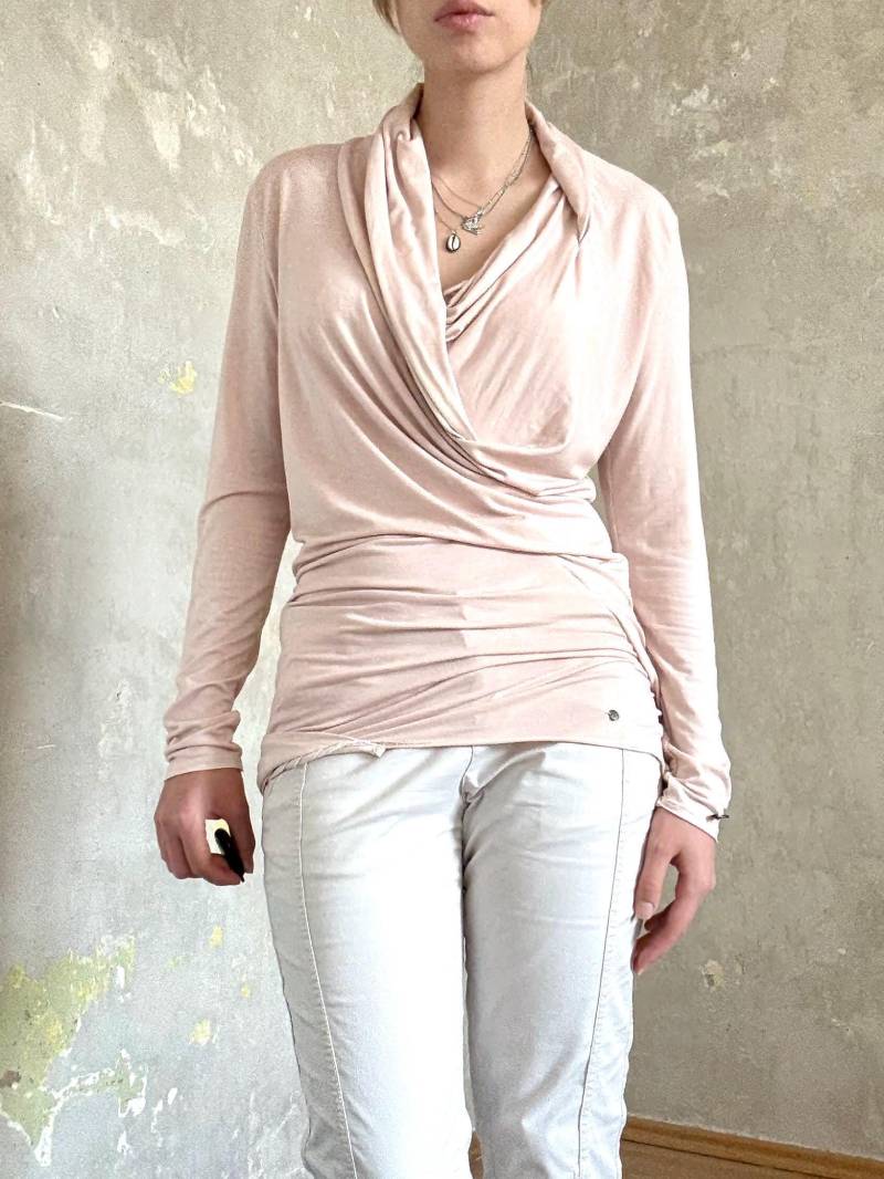Vintage Y2K 2000S Boho Chic Rose Pink Drapiert Langarm Top von knightvntg