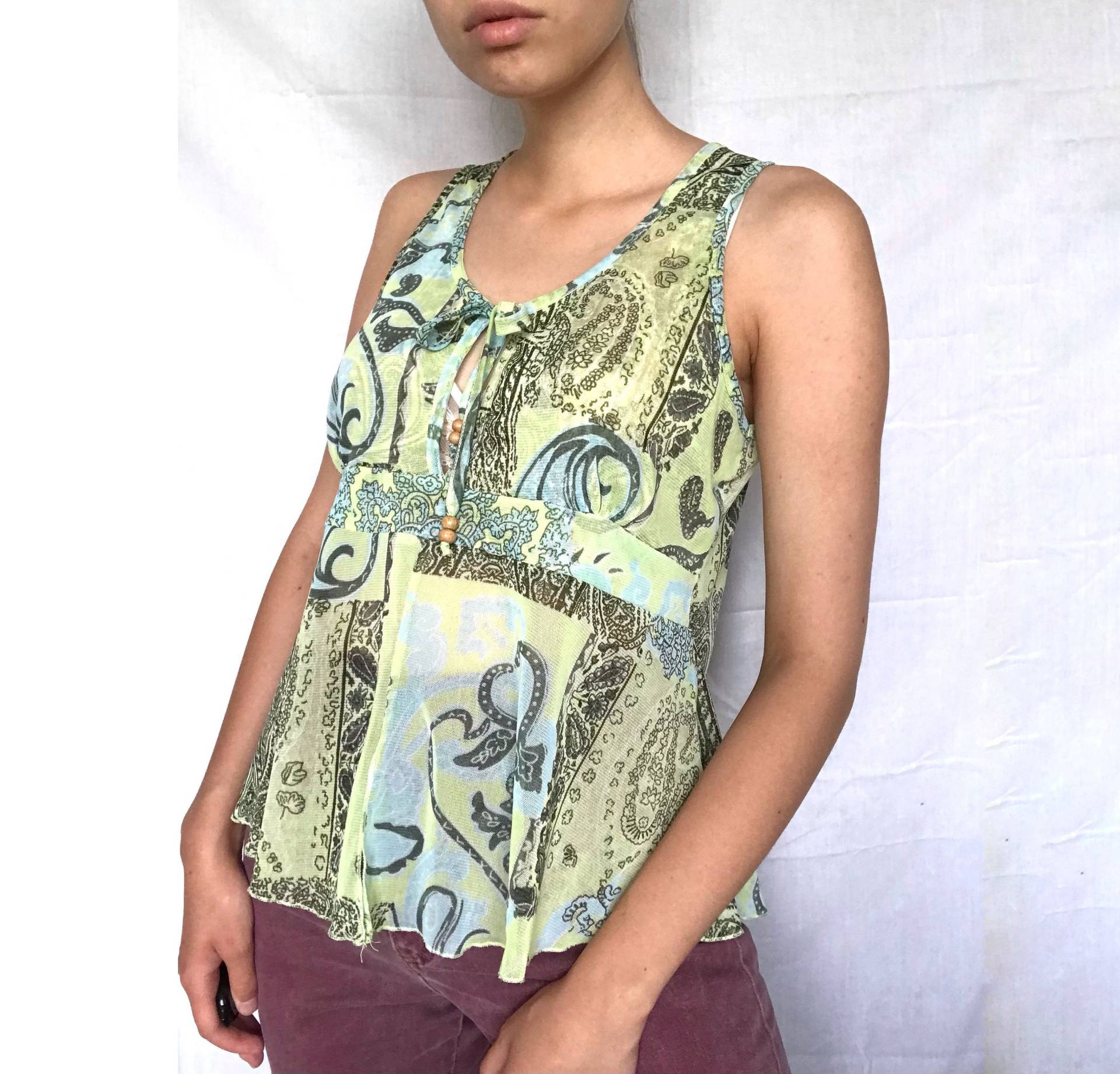 Vintage Y2K Ärmelloses Top Keyhole Ausschnitt Boho Hippie Style von knightvntg