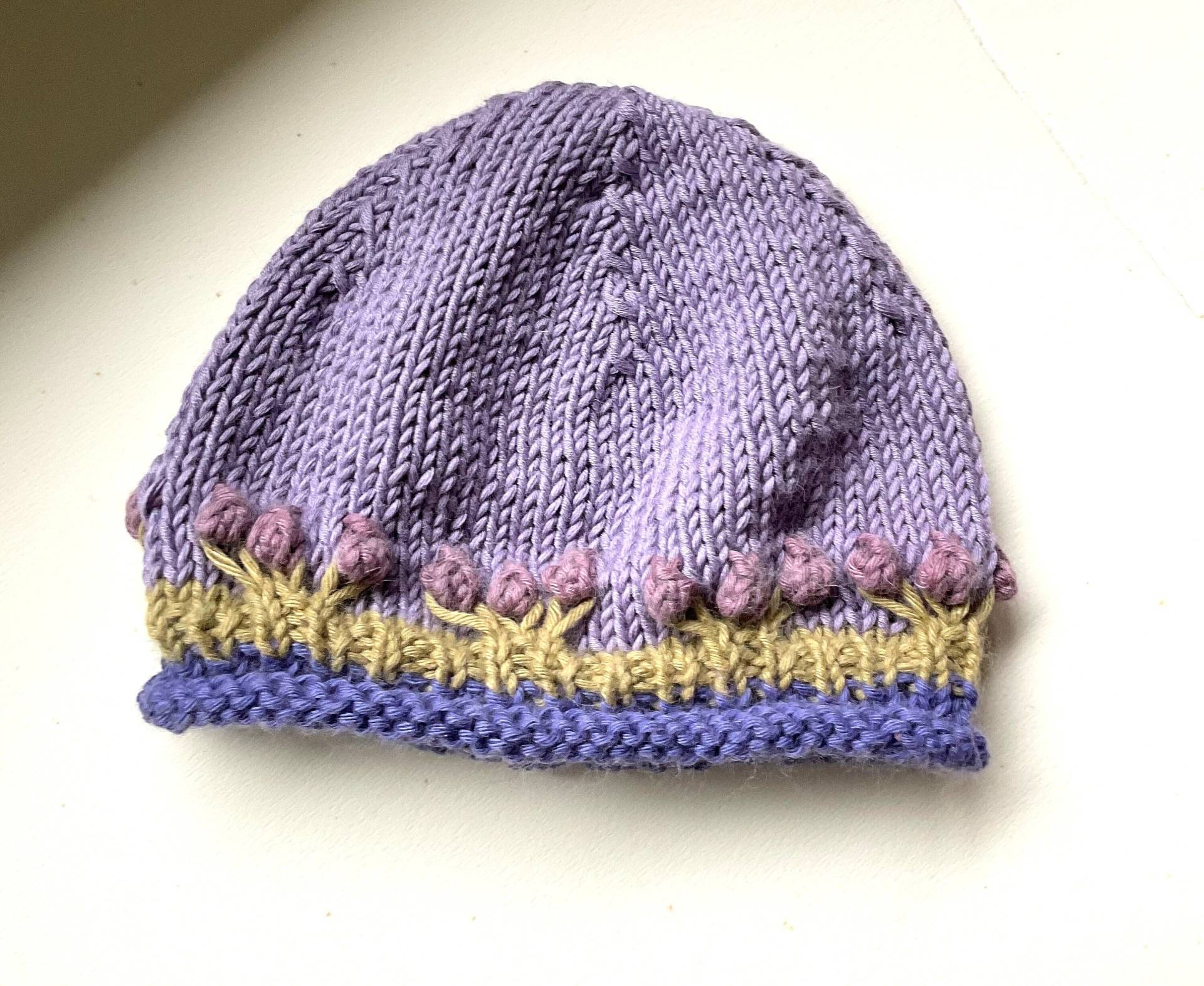 Geblümte Hand Gestrickte Kindermütze Baumwoll Angora Mischung von knitincolor