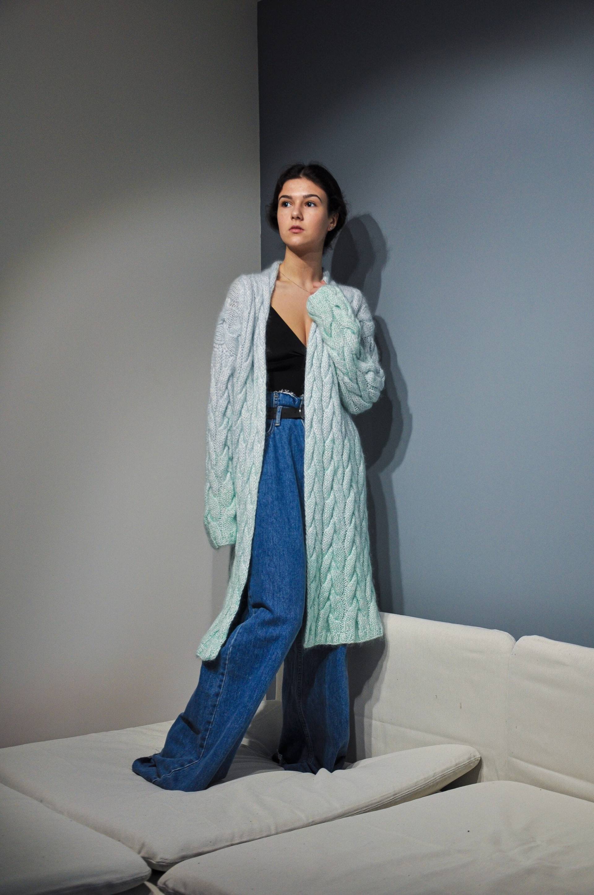 Handgestrickte Mohair Strickjacke S-M-L Handgestrickte Mohair Strickjacke S-M-L von knitwearNuage