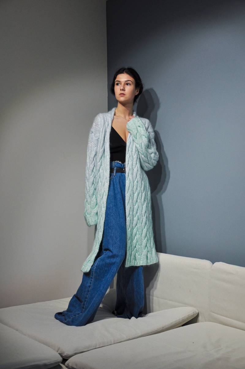 Handgestrickte Mohair Strickjacke S-M-L Handgestrickte Mohair Strickjacke S-M-L von knitwearNuage