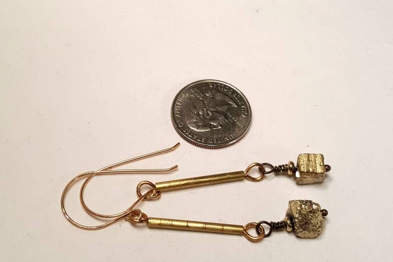 Gold Pyrit Nugget Ohrringe von knljewelryshop